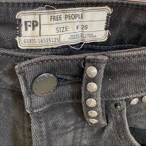 Free People, faded black, studded, jeans, 26 - Picture 3 of 8